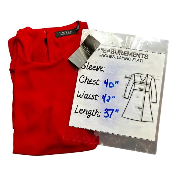 RALPH LAUREN BLACK LABEL Red Tiered Dress Eco Fabric Luxe Cocktail Look Sz 12 - Picture 9 of 9